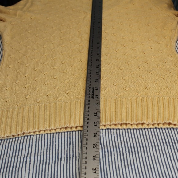 Studio Works $48 Small Golden Yellow‎ Pointelle Knit V-Neck Pullover Sweater - Picture 9 of 11